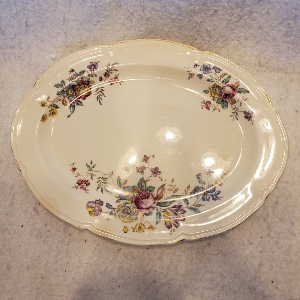 Edwin M Knowles Vintage China Serving Platter, 42-9, Semi Vitreous